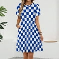 thumbnail image 2 of Blue And White Kentucky Checkerboard Dress Fashion Beach Short Sleeve Dresses Female Party Printed Sundress, 2 of 7