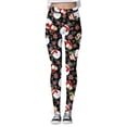thumbnail image 3 of MKLEKYY Leggings deportivos para mujer, pantalones para mujer, moda navideña, cintura alta, estampado floral, yoga, correr, fitness diario, 3 of 4