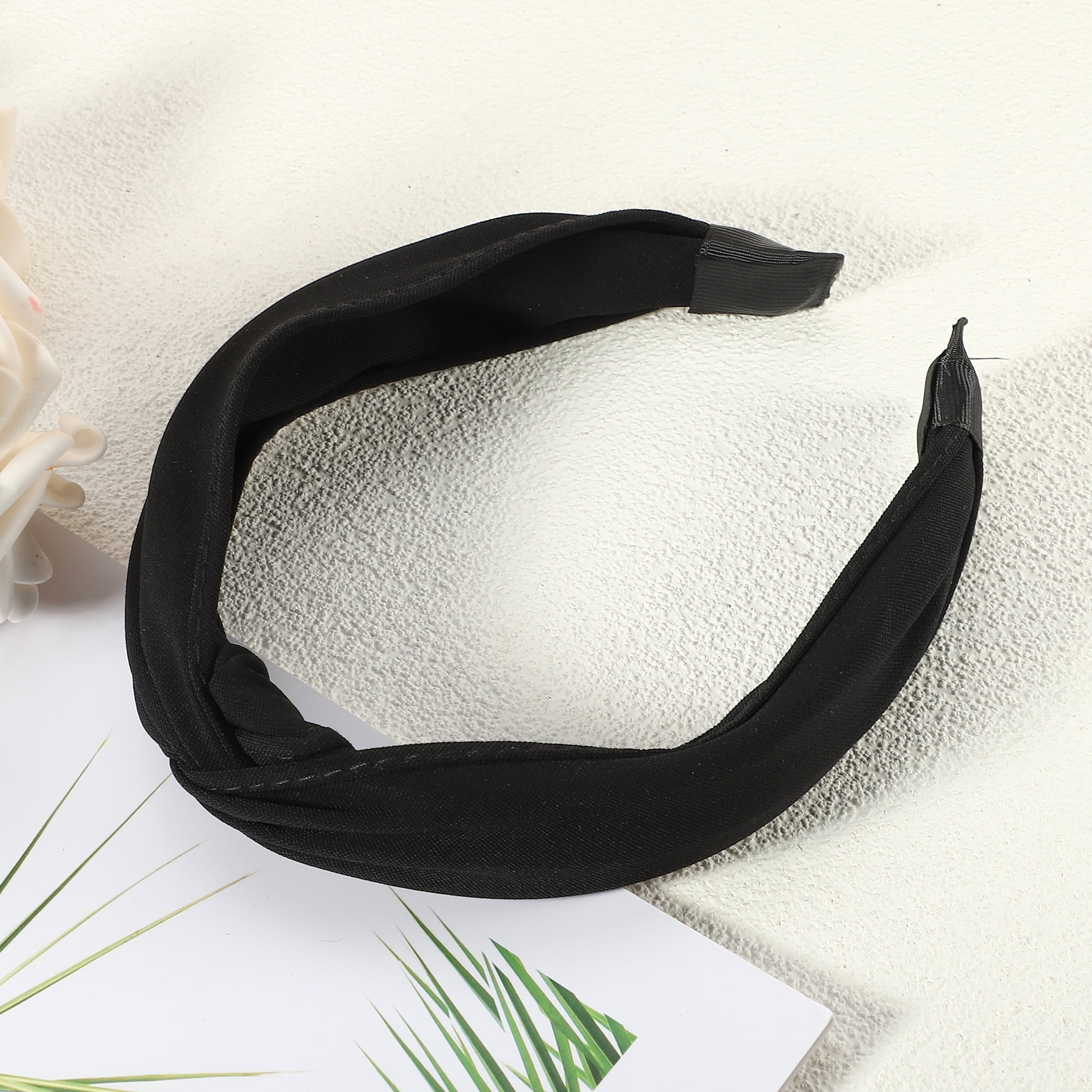 Unique Bargains Satin Knotted Headband Hairband for Women 1.2 Inch Wide Black