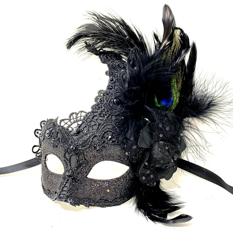 Women Lady Girls Costume Venetian mask Feather Masquerade