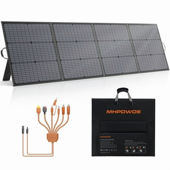 MHPOWOS 220W Portable Solar Panel, 20V Foldable Solar Charger for Power Station, 23.5% High Efficiency IP67 Waterproof for RV Outdoor Camping Boat Travel