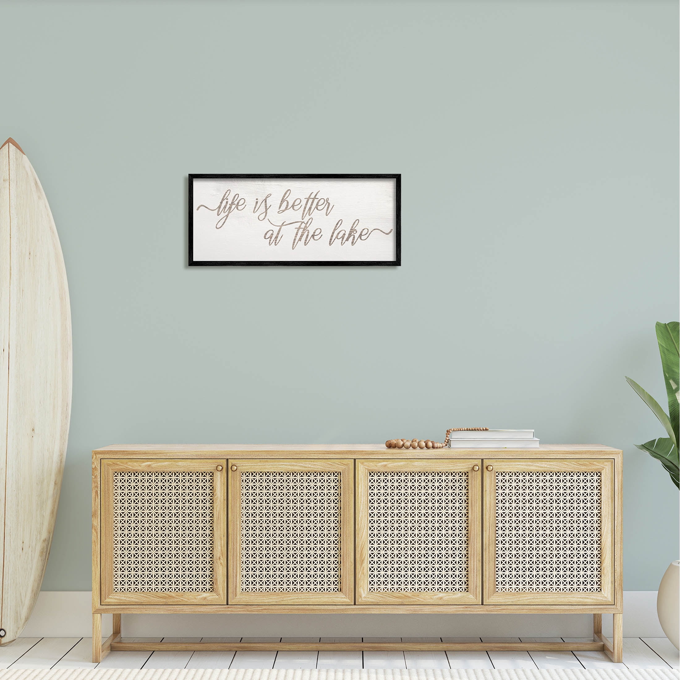 Life Better At The Lake Phrase Inspirational Graphic Art Black Framed Art Print Wall Art
