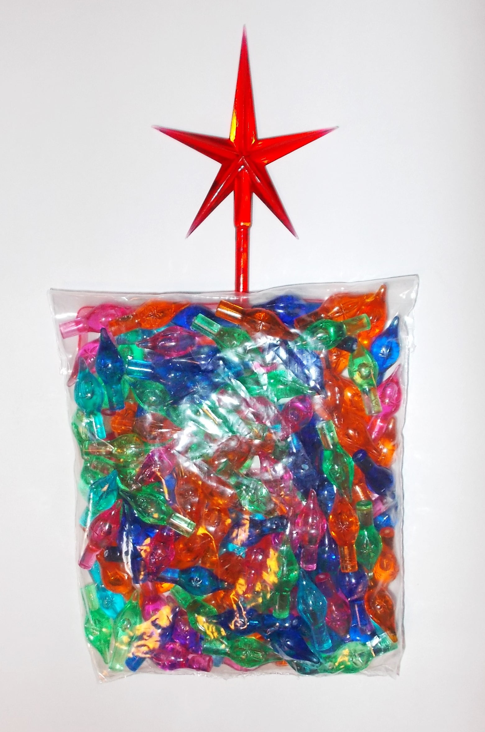 Ceramic Christmas Tree Bulbs and Red Star Medium Twinkle Light