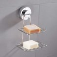 thumbnail image 4 of Elegante jabonera de acero inoxidable, jabonera autodrenante de pared con fuerte adherencia para el área del fregadero del baño y la cocina, acabado cromado, 4 of 6