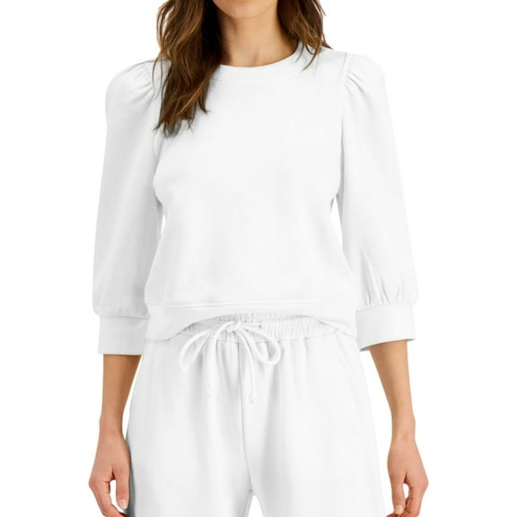 I.N.C Womens Solid Sweatshirt, White, Small