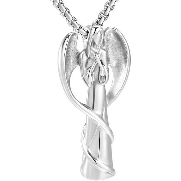 Angel Lady Stainless Steel Cremation Pendant Necklace Ashes Keepsake Holder Memorial Urn Jewelry for Human Ashes