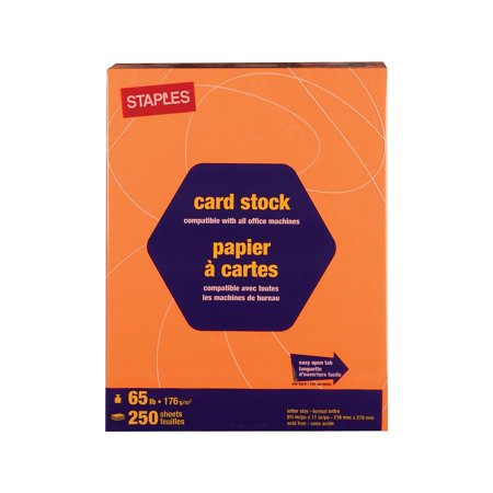 UPC: 0718103137072 | Staples Brights 65 lb. Cardstock Paper 8.5  x 11  Bright Orange 250 Sheets/Pack (21108) 19757