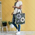 thumbnail image 4 of FORMRS Womens Canvas Tote Bag with Zipper Inner Pocket Shoulder Handbag, Dark Floral, 4 of 7