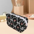 thumbnail image 6 of Unique Bargains 1 Pc Cartoon Print Bow Rose Style Drawstring Makeup Bag for Vacation Black Polyester, 6 of 6