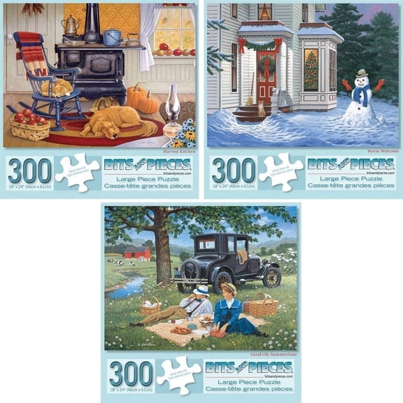 Bits and Pieces Jigsaw Puzzles Seasons Collection by John Sloane 300 Piece 3-Pack 18" x 24"
