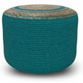 thumbnail image 1 of Serena Pouf Rond Contemporain Tressé en Coton Bleu Aqua Profond, 1 of 8