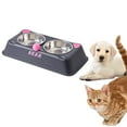 thumbnail image 2 of Comedero doble de acero inoxidable para gatos. Duradero y fácil de limpiar. Ideal para las comidas y el agua de tu gatito., 2 of 3