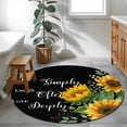 thumbnail image 3 of Yellow Sunflowers Round Area Rug 4Ft Washable Circle Rugs for Bedroom Dining Room, Farmhouse Floral Rustic Botanical Black Non-Slip Carpet Floor Mats Indoor Outdoor Carpet Runner Aesthetic Home Decor, 3 of 8