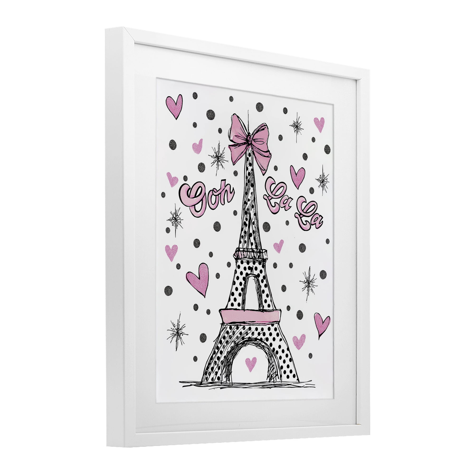 Stupell Industries Ooh La La Polka Dots Eiffel White Framed Print Under Glass, design by Jess Stempel