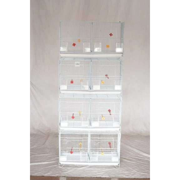 Seny Set of 4 Stackable Breeding Bird Cage for Canary Finch Small Birds, White