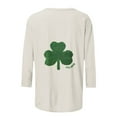 thumbnail image 2 of Felirenzacia Women’s St. Paddy’s Day 3/4 Sleeve Shirt Shamrock Graphic Soft Everyday Undershirt Sweatshirt, Multicolor,XL, 2 of 5