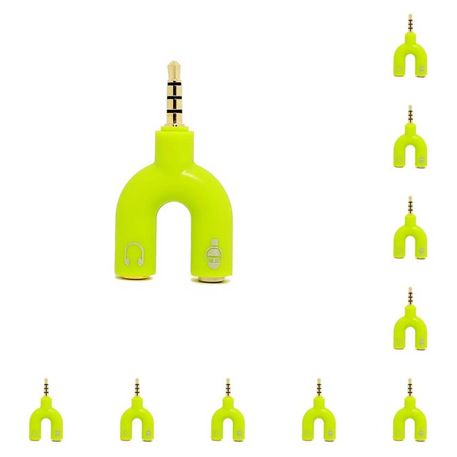 Tholdsy Divisor de audio de 3,5 mm 2 en 1 Interfaz de conector estéreo conveniente Convertidor de sonido externo Accesorios de micrófono verde 10piezas
