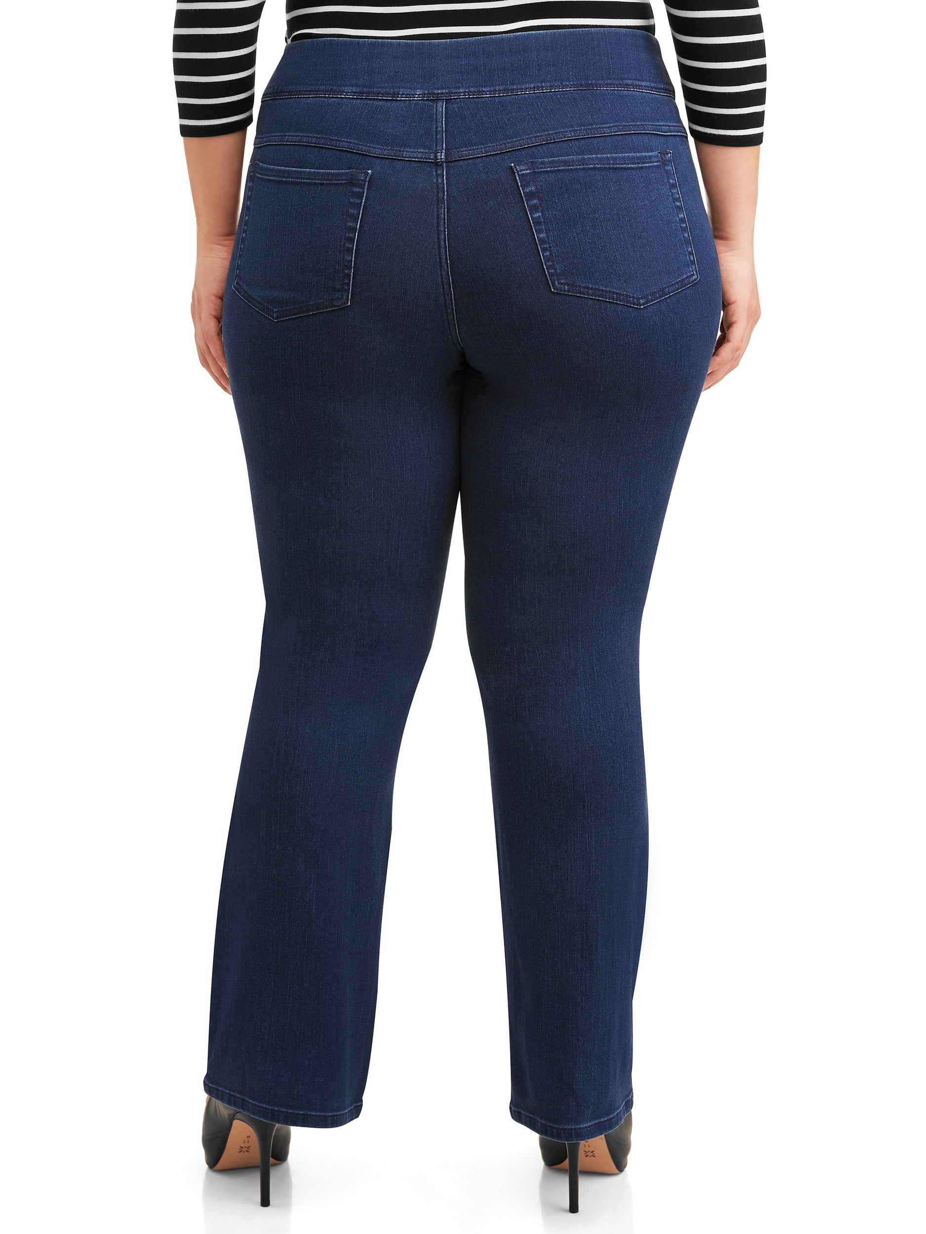 Terra & Sky Womens Plus Size Bootcut Pull On Jean with Tummy Control,  Available in Petite - Walmart.com