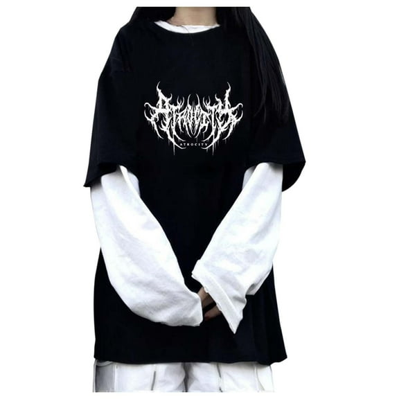 Women's Basic T Shirts Long Sleeve Graphic Printed Crew Neck Tops Casual Loose Fit Fashion Blouses