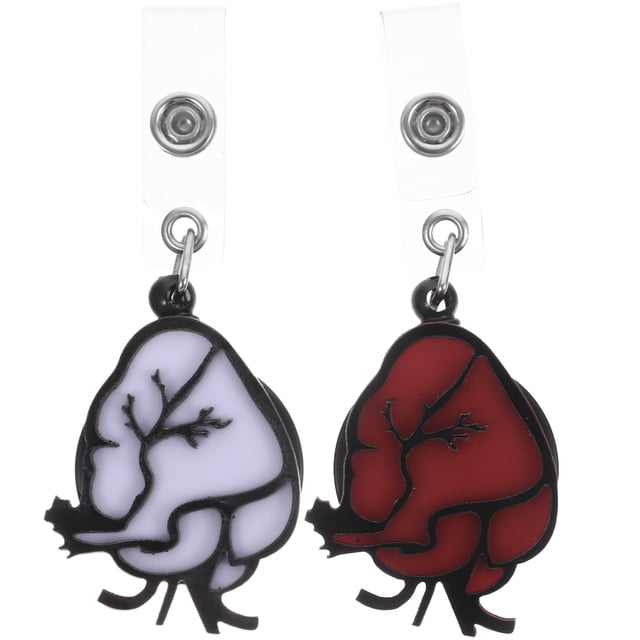Miangastore Retractable Badge Reels Heart-Shaped Red 2Set 3.7X1.6X0.8In