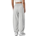 thumbnail image 4 of Sundazz Barrel Sweatpants Women Baggy Wide Leg Sweat Pants Drawstring Workout Pants with Pockets, XS-XL, 4 of 7