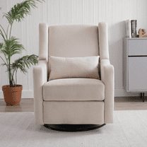 Harkawon Nursery Glider Rocker Recliner Chair with Footrest - Swivel Rocking Chair for Baby Nursery, Living Room & Bedroom, Beige