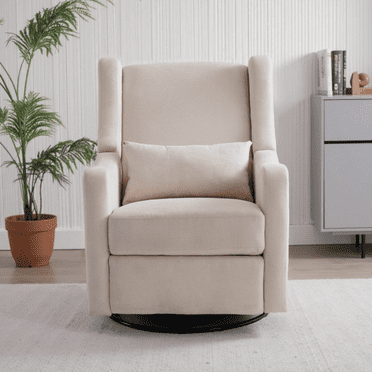 Harkawon Nursery Glider Rocker Recliner Chair with Footrest - Swivel Rocking Chair for Baby Nursery, Living Room & Bedroom, Beige