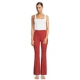 thumbnail image 2 of No Boundaries Women's Juniors Ribbed Flare Lettuce Hem Pants, Sizes S-XXXL, 2 of 5