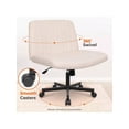 thumbnail image 3 of Silla de Oficina Ergonómica sin Brazos con Respaldo Medio, Tiene Ruedas, Asiento Ancho con Patas Cruzadas, Tocador Giratorio Ajustable de 360°, Acolchado de Tela (Blanco) (Blanco), 3 of 4