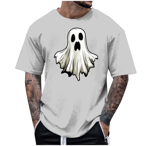 Blusas y camisas de manga corta y cuello redondo para hombre. Blusas/camisetas de manga corta con cuello redondo y estampado de Halloween para hombre. Blusa para hombre.