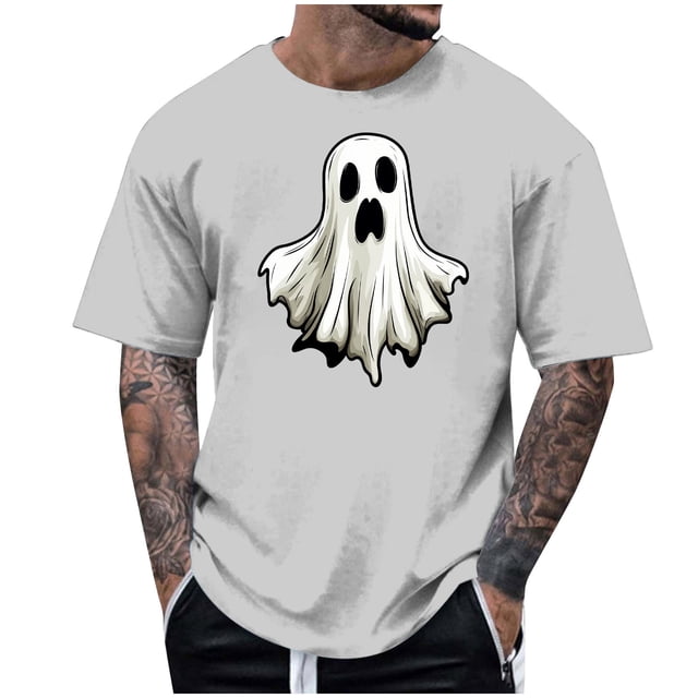 Blusas y camisas de manga corta y cuello redondo para hombre. Blusas/camisetas de manga corta con cuello redondo y estampado de Halloween para hombre. Blusa para hombre.