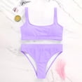 thumbnail image 4 of Ticikt Women's High Waisted Bikini Sets Sporty Two Piece Swimsuits Color Block Cheeky High Cut Bathing Suits, 4 of 4