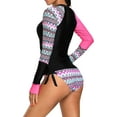 thumbnail image 3 of Women's Contrast Rosy Detail Long Sleeve Tankini Swimsuit, 3 of 11