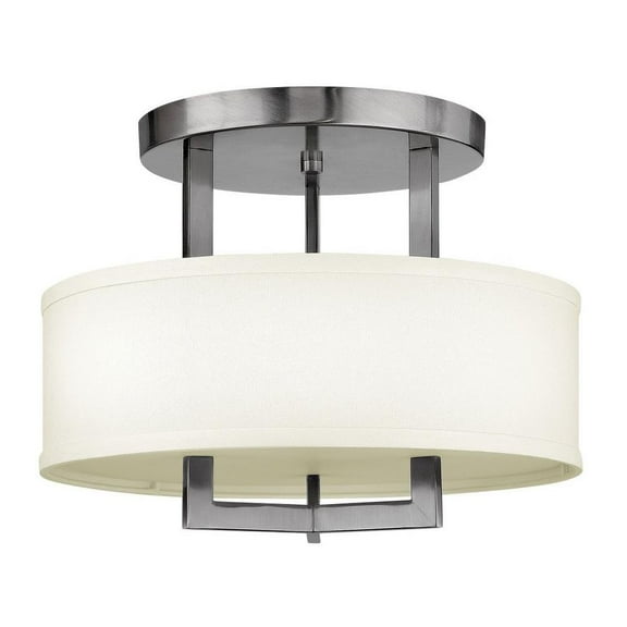 3 Light Small Semi-Flush Mount in Transitional Style 15 inches Wide By 11.75 inches High-Antique Nickel Finish-Incandescent Lamping Type Bailey Street
