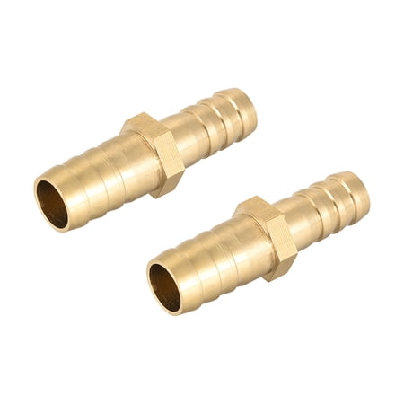 Unique Bargains 6mm to 4mm Hose ID Brass Reducer Barb Hose Fitting Straight Connector Coupler Tubing Adapter 2 pcs 12mm x 10mm