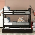 thumbnail image 2 of Harper & Bright Designs Full Over Full Bunk Bed with Twin Trundle Wood Bunk Bed Frame with Guard Rails and Ladder for Bedroom, Can be Convertible to 2 Beds, Espresso, 2 of 10