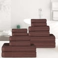 thumbnail image 2 of Cotton Highly Absorbent 12-Piece Solid and Checkered Border Towel Set, Java, by Superior, 2 of 7
