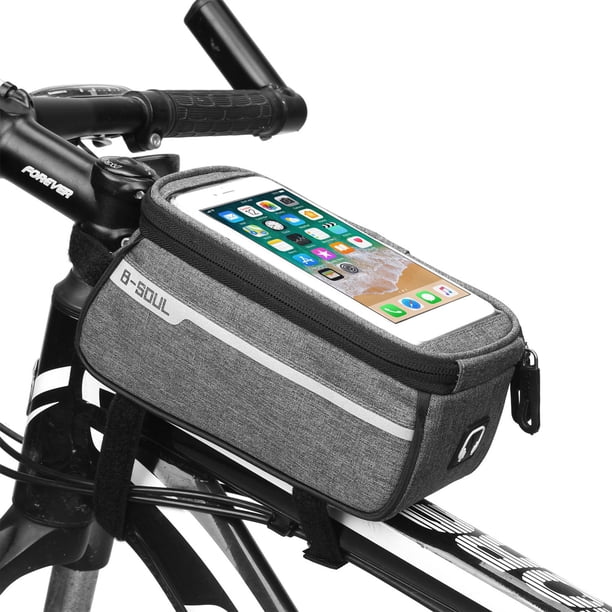 Bolsa para manillar de bicicleta con pantalla táctil reflectante de 6 pulgadas, marco frontal, tubo superior Wmkox8yii jkg485