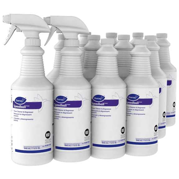 Diversey Speedball Heavy-Duty Cleaner, Citrus, Liquid, 1qt. Spray Bottle, 12/CT (95891164)
