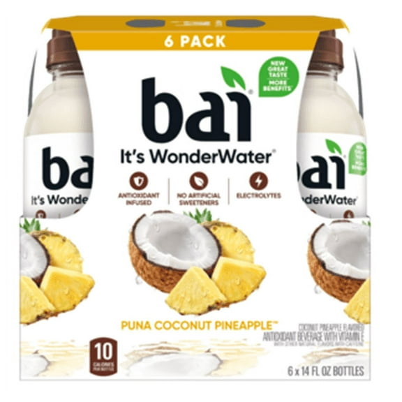 Bai Antioxidant Infused Puna Coconut Pineapple Flavored Water, 14 fl oz, Pack of 6