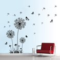 thumbnail image 1 of style3 Calcomanías de pared de diente de león, flores voladoras, mariposas, pegatinas de pared, arte de pared de diente de león, decoración para sala de estar y dormitorio (negro), 1 of 5