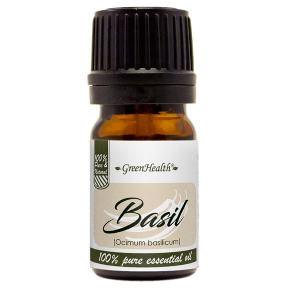 GreenHealth Basil Essential Oil 5 ml Amber Glass Bottle with Euro Dropper