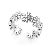 Sterling Silver Daisy Flower Adjustable Toe Band Ring