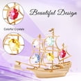 thumbnail image 6 of Matashi Home Decorative Tabletop Showpiece 24K Gold Plated Crystal Studded Mayflower Ship Ornament with Colored Crystals, 6 of 7