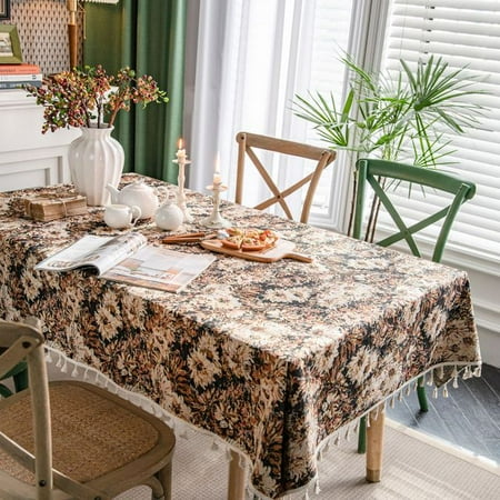 

UMMH Tablecloth Jacquard Oil Painting Table Cover Thick Bue Flowers Rectangular Wedding Dining Table Cover Tea Table Cloth
