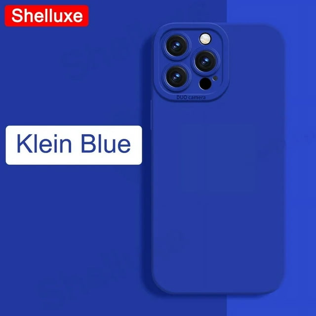 Pour iPhone 16 15 14 13 12 11 Pro Max Étui Shelluxe Carrée en Silicone Liquide Couverture Souple pour APPLE 11 12 13 Mini 14 15 16 Plus Étui Bleues pour iPhone 13 Pro