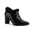 thumbnail image 1 of BLISSFUL STEP Women's Faux Fur Buckle Block Heel Ankle Boot Black 7, 1 of 7