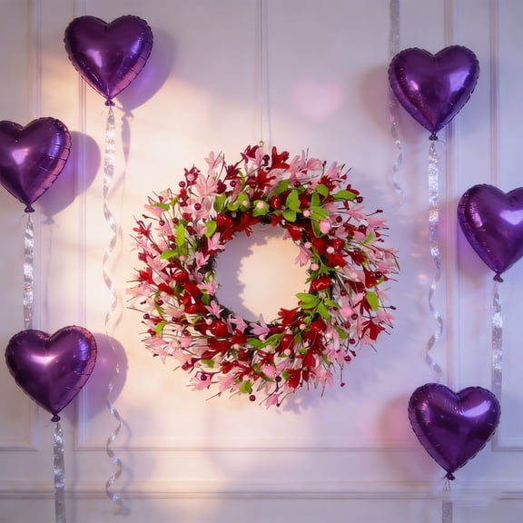 20" Valentines Day Wreath – Pink & Red Berry Valentine’s Day Wreaths for Front Door Decor, Outdoor/Indoor Valentine Wreath, Romantic Home Decoration, Gifts for Women