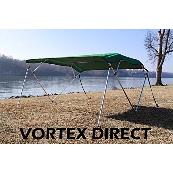 GREEN Vortex 4 Bow Bimini Top 10' Long, 85-90" Wide, 54" High, Pontoon / Deck Boat Complete Kit, Frame, Canopy, and Hardware (FAST SHIPPING - 1 TO 4 BUSINESS DAY DELIVERY)