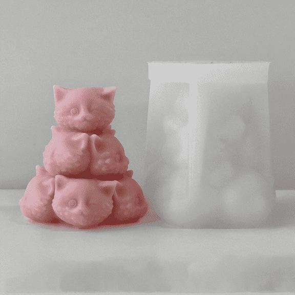JDH Silicone Six Fold Kitten Aromatherapy Candle Mold DIY Handmade Candle Animal Resin Casting Silicone Mold